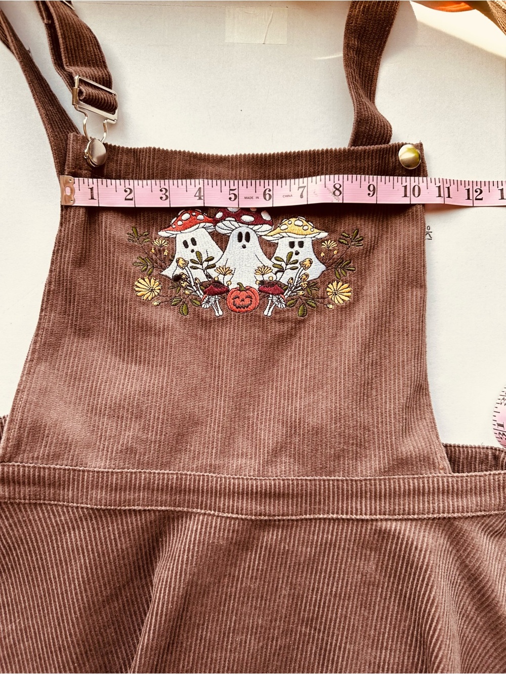 Hot Topic Brown Corduroy Ghost Mushroom Cottagecore Fall Overall Dress Size XL - Picture 6 of 7